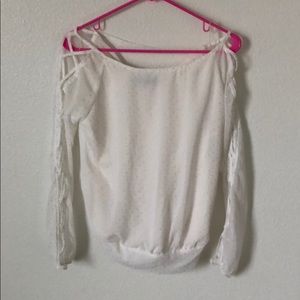 White blouse with shiny gold dots